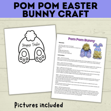 Load image into Gallery viewer, Easter Crafts | Easter Bunny Crafts | Pom Pom Easter Bunny | Kids Easter Crafts | Easter Printables | Easter Activities | Kids Crafts
