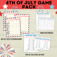Load image into Gallery viewer, 4th of July Games Pack | 4th of July Bundle | 4th of July Party Games Pack | Kids Games | Family Games | 4th of July Printables