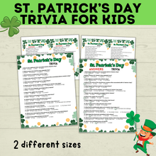 Load image into Gallery viewer, St. Patrick's Day Trivia for Kids | Kids Trivia | St. Patrick's Day Game | St. Patty's Day | Classroom Game | Party Game | Kids Games