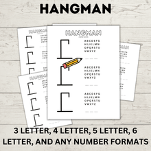 Load image into Gallery viewer, Hangman Printable for Kids | Kids Games | Pencil and Pen Games | Kids Printables | Kids Activities | Guess the Word | Word Games
