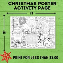 Load image into Gallery viewer, Christmas Activity Page and Coloring Poster | Poster for Kids | Christmas Activity | Christmas Poster | Christmas Printable | Christmas