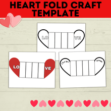 Load image into Gallery viewer, Heart Craft | Valentine's Day Craft | Folding Heart Craft | Kids Crafts | Party Crafts | Love Craft | I love you Craft for Kids | Printable