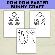 Load image into Gallery viewer, Easter Crafts | Easter Bunny Crafts | Pom Pom Easter Bunny | Kids Easter Crafts | Easter Printables | Easter Activities | Kids Crafts