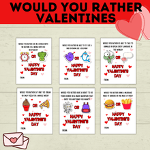 Load image into Gallery viewer, Valentine's Day Cards for Kids | Would You Rather Valentine's Cards for Kids | Kids Cards | Valentine's Day Printables | Digital Valentine's