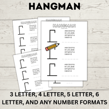 Load image into Gallery viewer, Hangman Printable for Kids | Kids Games | Pencil and Pen Games | Kids Printables | Kids Activities | Guess the Word | Word Games