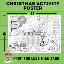 Load image into Gallery viewer, Christmas Activity Page and Coloring Poster | Poster for Kids | Christmas Activity | Christmas Poster | Christmas Printable | Christmas