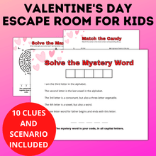 Load image into Gallery viewer, Valentine's Day Escape Room for Kids | Kids Games | Classroom Games | Party Games | Digital Escape Room | Classroom Party | Family Games