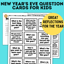 Load image into Gallery viewer, New Year's Eve Question Cards for Kids
