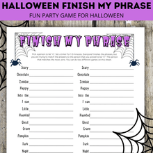 Load image into Gallery viewer, Halloween Finish my Phrase game for Kids and Family