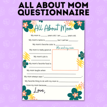 Load image into Gallery viewer, Mother's Day Questionnaire | Mother's Day Gift | Gift Ideas for Moms