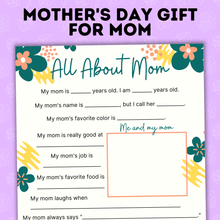 Load image into Gallery viewer, Mother's Day Questionnaire | Mother's Day Gift | Gift Ideas for Moms