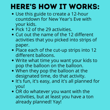 Load image into Gallery viewer, New Year's Eve 12-Hour Countdown Activity for Kids | NYE Games | Kids Games | NYE Printables