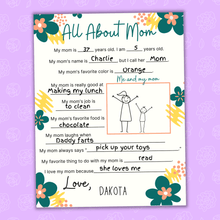Load image into Gallery viewer, Mother's Day Questionnaire | Mother's Day Gift | Gift Ideas for Moms