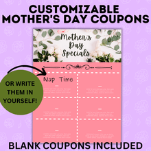 Load image into Gallery viewer, Customizable Mother's Day Coupons