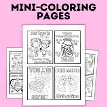 Load image into Gallery viewer, Valentine's Mini Coloring Pages for Kids