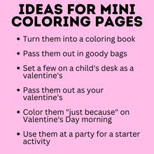 Load image into Gallery viewer, Valentine's Mini Coloring Pages for Kids