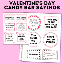 Load image into Gallery viewer, Valentine's Day Candy Bars Sayings | Candy Bar Sayings | Valentine's Day Notes | Valentine's for Kids | Candy Bar Notes | Digital