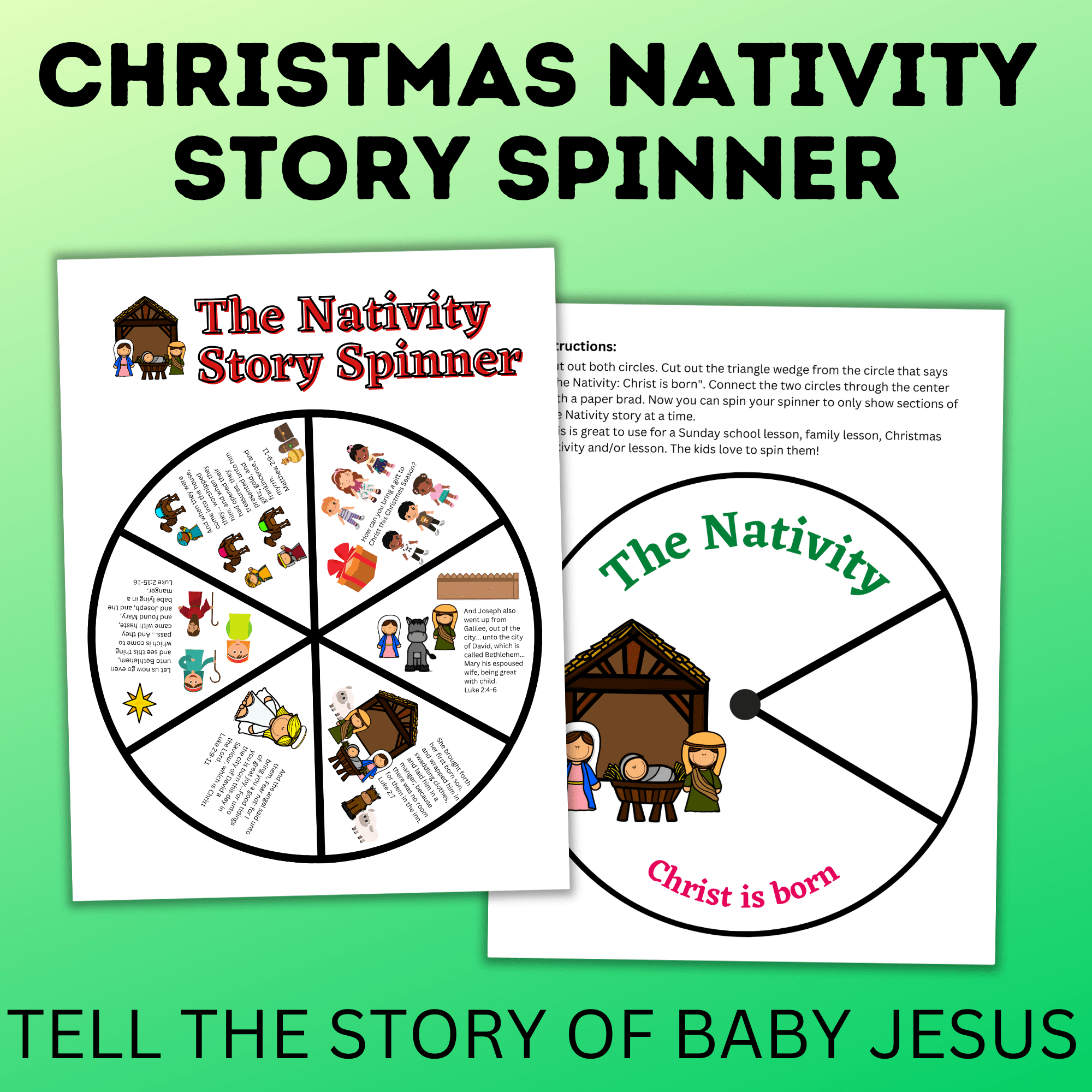 Christmas Nativity Story Spinner for Kids Christmas Craft
