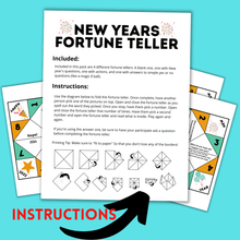 Load image into Gallery viewer, New Year's Eve Printable | New Year's Fortune Teller | Fortune Teller for Kids | Kids Activities | Printables | New Year's Eve Activities