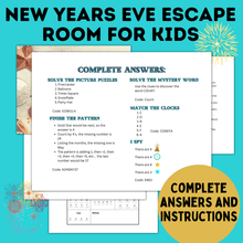 Load image into Gallery viewer, New Year's Eve Escape Room for Kids | New Year's Eve Game for Kids