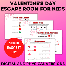Load image into Gallery viewer, Valentine's Day Escape Room for Kids | Kids Games | Classroom Games | Party Games | Digital Escape Room | Classroom Party | Family Games