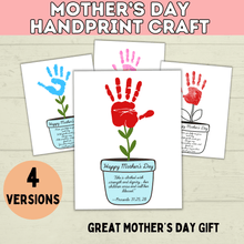 Load image into Gallery viewer, Mom Handprint Craft | Mother&#39;s Day Handprint Art | Handprint Art Craft | Handprint Flower | Flower Craft | Handprint Keepsake
