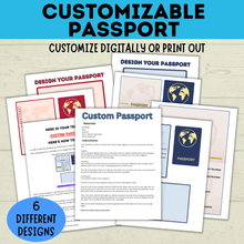 Load image into Gallery viewer, Customizable Passport | Design Your Own Passport | Passport Craft | Kids Crafts | Craft Template | Travel Craft | Passport Book | Kids
