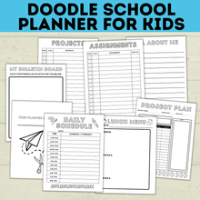 Load image into Gallery viewer, Kid&#39;s Back to School Doodle Planner for Kids | Any School Year
