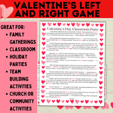 Load image into Gallery viewer, Left and Right Game | Valentine&#39;s Day Games | Gift Passing Game | Game for Kids | Classroom Games | Valentine&#39;s Day Printable
