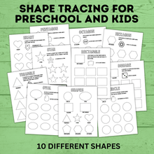 Load image into Gallery viewer, Preschool Shapes Tracing Worksheet | Preschool Worksheets | Preschool Shape Cards | Preschool Printables | Preschool Tracing Worksheet
