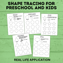 Load image into Gallery viewer, Preschool Shapes Tracing Worksheet | Preschool Worksheets | Preschool Shape Cards | Preschool Printables | Preschool Tracing Worksheet
