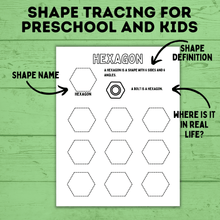 Load image into Gallery viewer, Preschool Shapes Tracing Worksheet | Preschool Worksheets | Preschool Shape Cards | Preschool Printables | Preschool Tracing Worksheet
