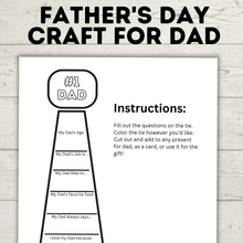 Load image into Gallery viewer, Father&#39;s Day Craft for Dad | Father&#39;s Day Printable | Father&#39;s Day Gift | Father&#39;s Day Card | Dad Craft | Gifts for Dad | Tie Craft
