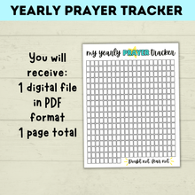 Load image into Gallery viewer, Yearly Prayer Tracker | Prayer Chart | Prayer Lessons | Primary Class Prayer Chart | Kids Prayer Printable | Prayer sheet for kids |
