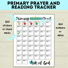 Load image into Gallery viewer, Primary Reading and Prayer Tracker | Prayer Tracker | Reading Tracker | Primary Printables | LDS Primary | Come Follow Me | Prayer Chart
