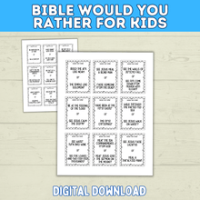 Load image into Gallery viewer, Bible Games for Kids | Would You Rather Bible Edition for Kids | Church Games | Digital Download | Bible Trivia | Sunday School Games
