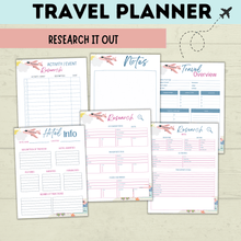 Load image into Gallery viewer, Travel Planner for the Whole Family | Family Planner | Budget Planner | Travel Calendar | Travel Itinerary | Travel Research | PDF download
