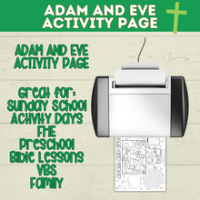 Load image into Gallery viewer, Adam and Eve Craft | Kids Coloring Page | Kids Printable | Adam and Eve Lesson | Bible Craft | Bible Activity Page | PDF digital download
