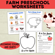 Load image into Gallery viewer, Farm Preschool Worksheets | Farm Activity | Farm Printables | Counting Printable | Toddler Counting | Word Tracing | Letter Recognition
