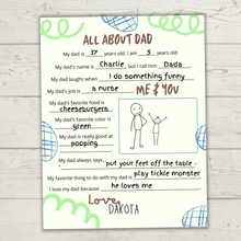 Load image into Gallery viewer, Father&#39;s Day | Father&#39;s Day Questionnaire for Kids | Father&#39;s Day Gifts | Dad Questions | Toddler Questionnaire | Father&#39;s Day Interview
