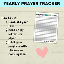 Load image into Gallery viewer, Yearly Prayer Tracker | Prayer Chart | Prayer Lessons | Primary Class Prayer Chart | Kids Prayer Printable | Prayer sheet for kids |
