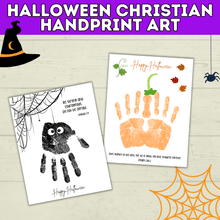 Load image into Gallery viewer, Halloween Christian Handprint Art for Kids | Bible Halloween Art | Handprint Art for Kids | Handprint Crafts | Halloween Handprint Crafts
