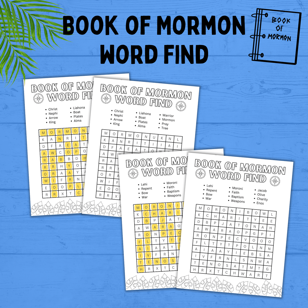 Book of Mormon Word Find for Kids | Kids Activities | Kids Printables | Book of Mormon Activities | Book of Mormon Printables | Primary