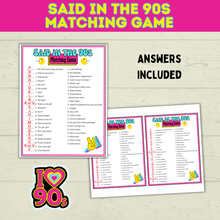 Load image into Gallery viewer, 90s Games | 90s Birthday Games | 90s | 90s Party Games | Printable Games | Retro Party Games | 1990s Party Games | 90s Trivia | Throwback
