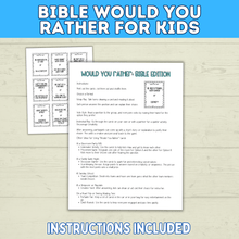 Load image into Gallery viewer, Bible Games for Kids | Would You Rather Bible Edition for Kids | Church Games | Digital Download | Bible Trivia | Sunday School Games
