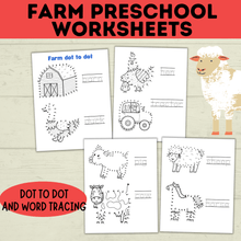 Load image into Gallery viewer, Farm Preschool Worksheets | Farm Activity | Farm Printables | Counting Printable | Toddler Counting | Word Tracing | Letter Recognition
