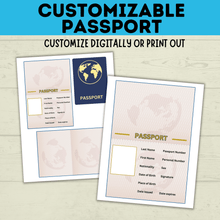 Load image into Gallery viewer, Customizable Passport | Design Your Own Passport | Passport Craft | Kids Crafts | Craft Template | Travel Craft | Passport Book | Kids
