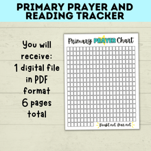 Load image into Gallery viewer, Primary Reading and Prayer Tracker | Prayer Tracker | Reading Tracker | Primary Printables | LDS Primary | Come Follow Me | Prayer Chart
