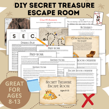 Load image into Gallery viewer, DIY Escape Room for Kids | Secret Treasure Escape Room | Home escape Room | Digital Escape Room | Kids Games | Party Games | Printable
