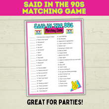 Load image into Gallery viewer, 90s Games | 90s Birthday Games | 90s | 90s Party Games | Printable Games | Retro Party Games | 1990s Party Games | 90s Trivia | Throwback
